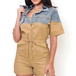 Denim & Tan Romper
